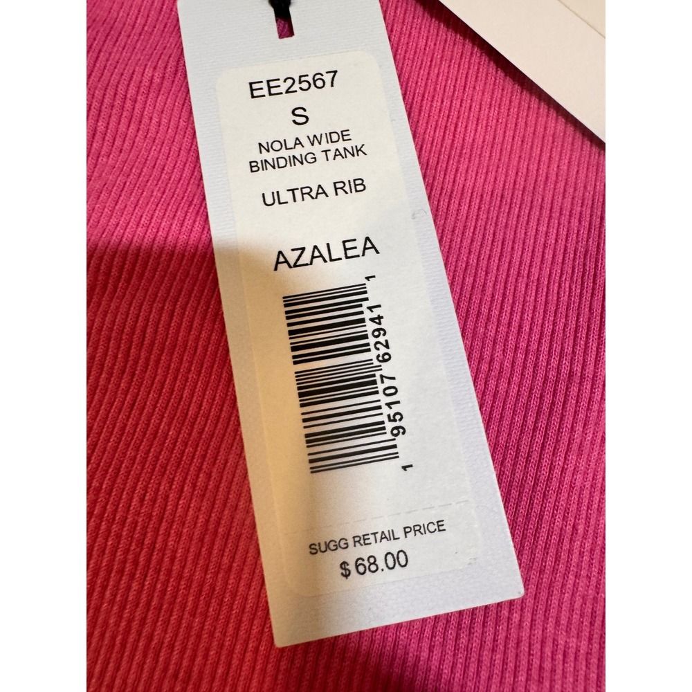 Michael Stars Nola Ultra Rib Tank Azalea Pink Wide Binding Sleeveless Top New! - Picture 3 of 4